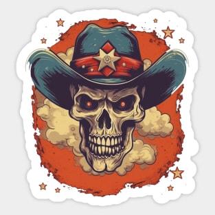 Retro Cowboy Sheriff Western Skull Sticker